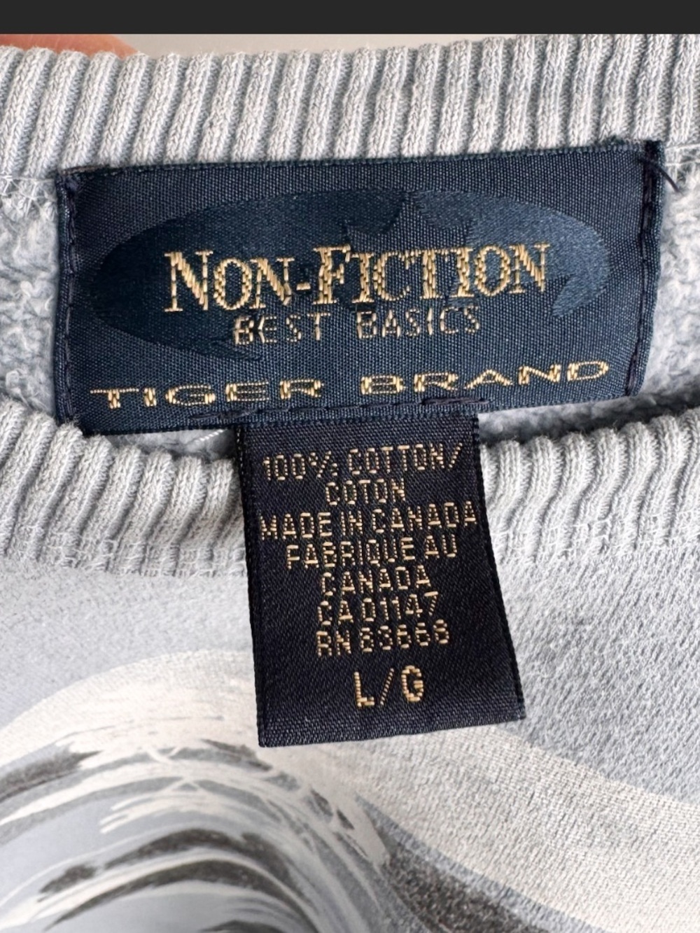 Vtg 90s Non-Fiction Tiger Brand Loon Sweatshirt Made in Canada L Oversized - Picture 4 of 12